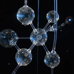 glass orbs connected by glass tubes, in space