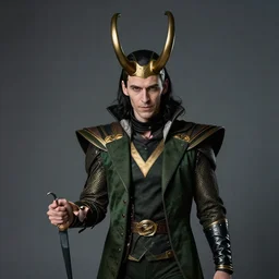 “portrait of Loki as a medieval jester, studio lighting hyperreal photograph ”