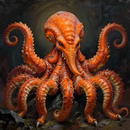 zoological portrait of orange cthulhu by wayne barlowe