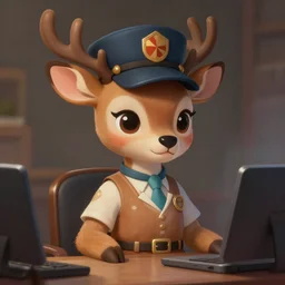 cute little anthropomorphic female deer reporter, pretty, beautiful, DnD character art portrait, matte fantasy painting, DeviantArt Artstation, by Jason Felix by Steve Argyle by Tyler Jacobson by Peter Mohrbacher, cinematic lighting