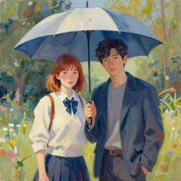 netflix show'the umbrella academy'done in gouache style, impressionistic, colorful, digital art, oil paintings, watercolor