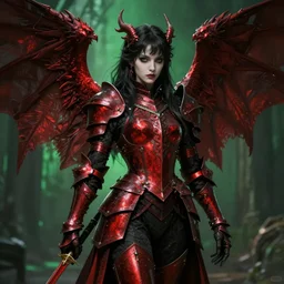 angel knight gothic girl in dark and red dragon armor. by gaston bussiere, by rembrandt, 1 6 6 7, artstation trending, green light, by konstantin razumov *