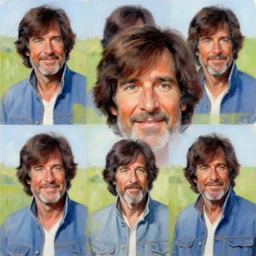a recursive painting of Bob Ross painting himself again and again