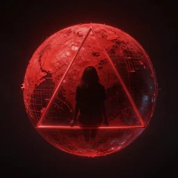 loneliness and fear in a red future sphere limbo abstract dark highly detailed in triangle