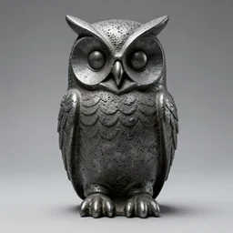 symmetrical detailed sculpture of an owl, made of Meteorite