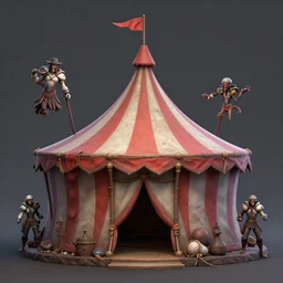 3d sculpt of an evil looking circus tent, artstaton, League of Legends, red dead redemption2, overwatch, digital illustration