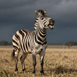 a happy, laughing zebra. art by archibald thorburn. realistic