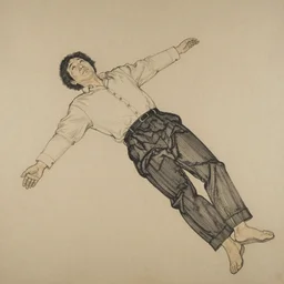 a chinese person laying flat movement by yoji shinkawa and peter doig, line brush