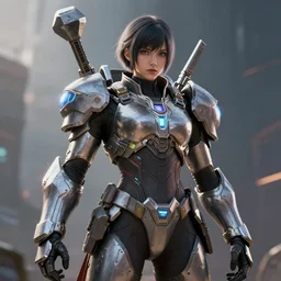 portrait anime girl with a mjolnir powered assault armor, style artstation, style greg rutkowsk, octane render, unreal engine 6, epic game graphics, fantasy, ciberpunk, conceptual art, ray tracing