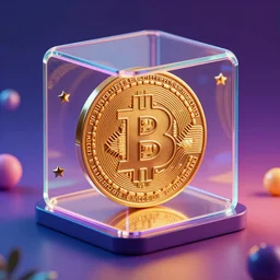 living inside bitcoin blockchain, surreal, vibrant colors