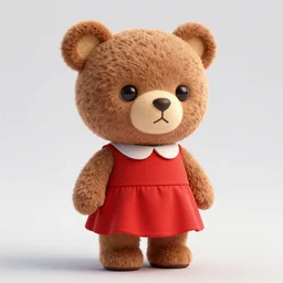a brown teddy bear wearing a red dress, a character portrait by puru, cg society contest winner, toyism, daz 3 d, sketchfab, vray