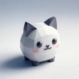 cute, low polygon render of a cat icon on a white background, isometric 3d, ultra HD