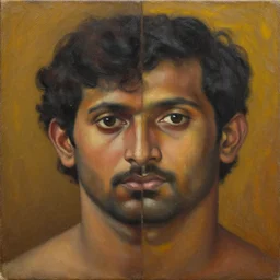 The ego separates by Jahar Dasgupta, oil on canvas