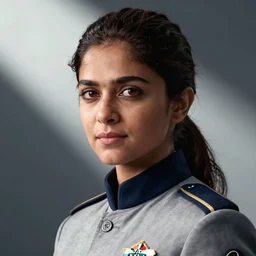 Radhika Apte as Captain India, headshot, strong, film still from 'The First Avenger'