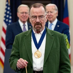 Walter White is awarded the Presidential Medal of Freedom from Joe Biden in Breaking Bad