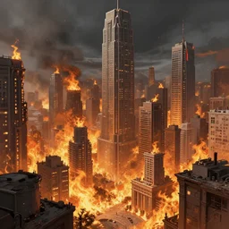 nas daily in burning city, 4 k, art station concept art, highly detailed