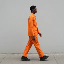 an orange man walking