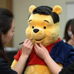 president xi jinping in a makeup test as winnie the poo, makeup and prosthetics designed by rick baker, highly detailed, photorealistic