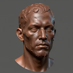 a man's face covered in chocolate, an ambient occlusion render by christian w. staudinger, zbrush central contest winner, video art, zbrush, cosmic horror, polycount