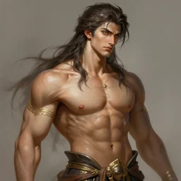 stunning eastern god of lust portrait, oiled, muscular, fantasy, intricate, elegant, highly detailed, digital painting, artstation, concept art, smooth, sharp focus, illustration, art by afshar petros and krenz cushart and artem demura