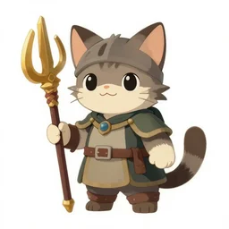 kitten, cartoon, rpg character, D&D, ghibli style, concept art, fantasy, medieval