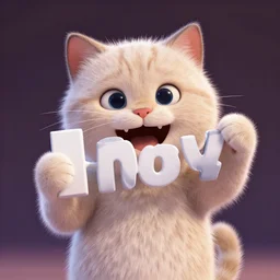 cat holding up name, sonya pixar,