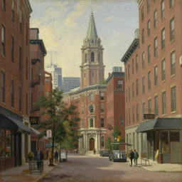 painting of boston by michel delacroix, very detailed, high quality