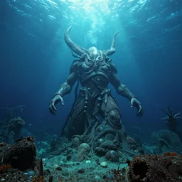 cthulhu rises from the depths of the ocean, diorama
