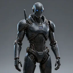 one dark robot soldier character 3 d face model sci fi art, moebius, blade runner, photorealistic render