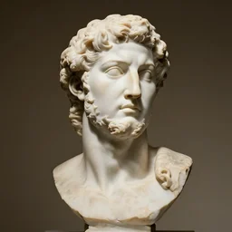 photo of a marble bust sculpture of a one - eyed cyclops from ancient greece by michelangelo