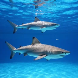 sharks in a swimming pool