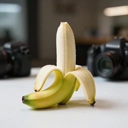 a banana made of emerald is sitting on a white table, clear focus, bokeh effect, high res, hasselblad, dslr, professional, cinematic