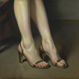 easy to watch peaceful painting of a woman's feet in high heeled sandals by Roy Liechtenstein