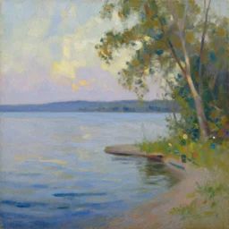 painting of / lake mendota / by william woodward, painterly, impressionistic