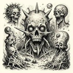 weird sketches, psychodelic, grotesque