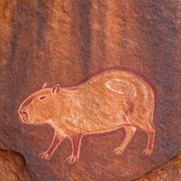 aboriginal rock art of a capybara