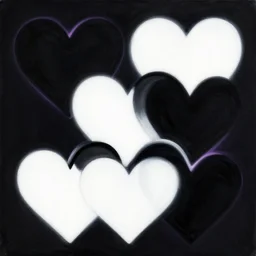 Black and white hearts in romanticism form, vivid, vibrant, a painting in neon geometric inks, art nouveau, art deco, vraytracing, artstation.