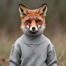 a hipster fox wearing a turtleneck sweatshirt