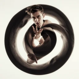 man whose body has twisted into a spiral