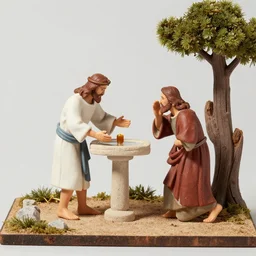 diorama of Jesus when John was baptizing him