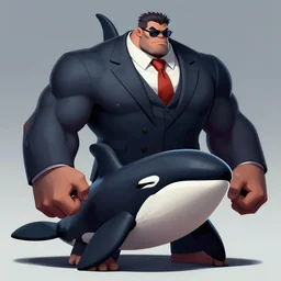 killer whale mutant humanoid muscular gentleman in a suit, digital art artstation