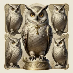 level 1 4 owl wizard, d & d, fantasy, intricate, elegant, highly detailed, digital painting, artstation, concept art, matte, sharp focus, illustration, hearthstone, art by artgerm and greg rutkowski and alphonse mucha