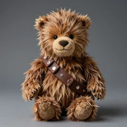 teddy bear as chewbacca, stuffed toy, bandolier, product photo, jellycat, dslr, volumetric lighting, annie leibovitz