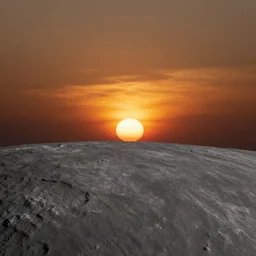 Sunset from the surface of the moon