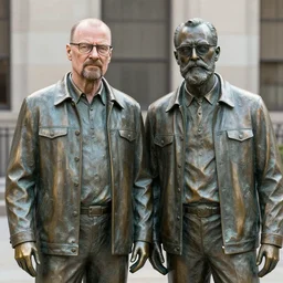 walter white and jesse pinkman as bronze statues