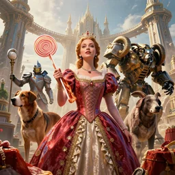 by artgerm and agostino arrivabene, visually stunning, cinematic, ultra realistic, hyper realism, 1 2 k, epic, octane render, unreal engine, vfx, maya, chaotic portrait of a princess, bacon and licorice, royal hound, tart guard, skybridge towers, lord marrowgar, ram commander, battle ram