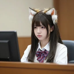 cute looking martin shkreli at his trial, cosplaying a girl with cat ears, wearing nekomimi
