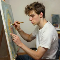 attractive male, painting by artgerm
