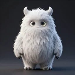 3 d model of adorable evil white fur monster with glowing eyes by alexander jansson : 1 | ray tracing, studio lighting, centered, dark matte background : 0. 9 | by jim henson : 0. 7 | dave melvin : 0. 4 | unreal engine, deviantart, artstation, octane, finalrender, concept art, hd, 8 k resolution : 0. 8