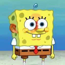 gandhi's face on spongebob's body from spongebob square pants cartoon, in the style of spongebob, inspired by spongebob, detailed spongebob body,